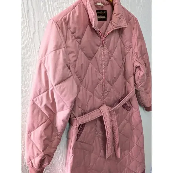 Vintage Eddie Bauer Goose Down Insulated Quilted House Robe Belted Coat Medium - Picture 4 of 9